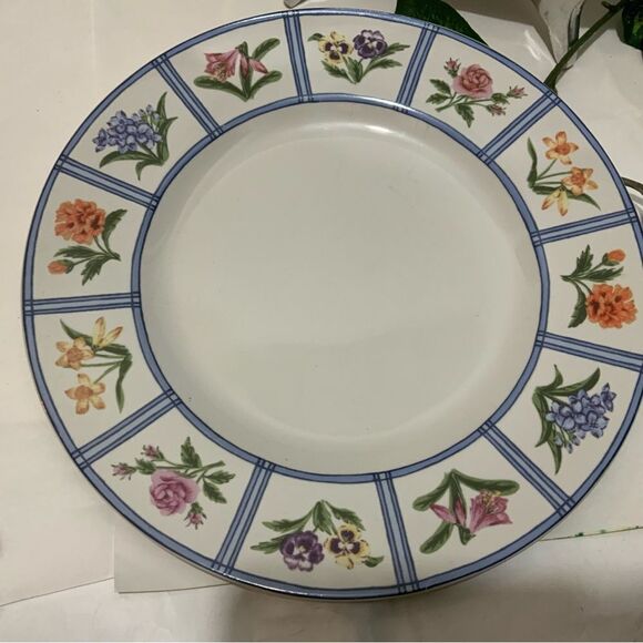 2 AMERICAN ATELIER ELIZABETH 5020 Dinner Plate Granny Core Floral Gingham A2 - Picture 4 of 7